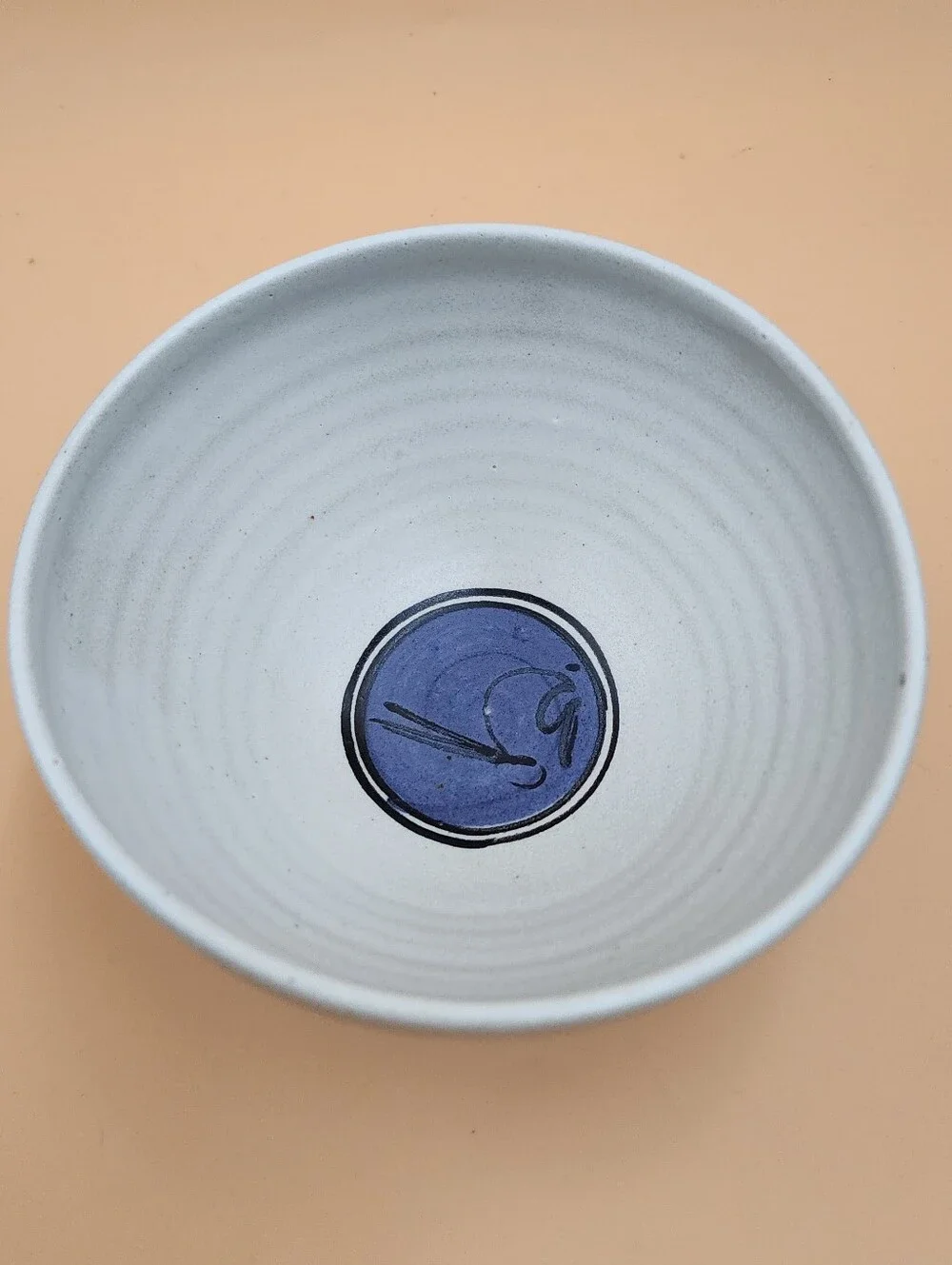 Artisan Japanese Style Tea Bowl Ceramic in Ombre Blues and Neutral colors